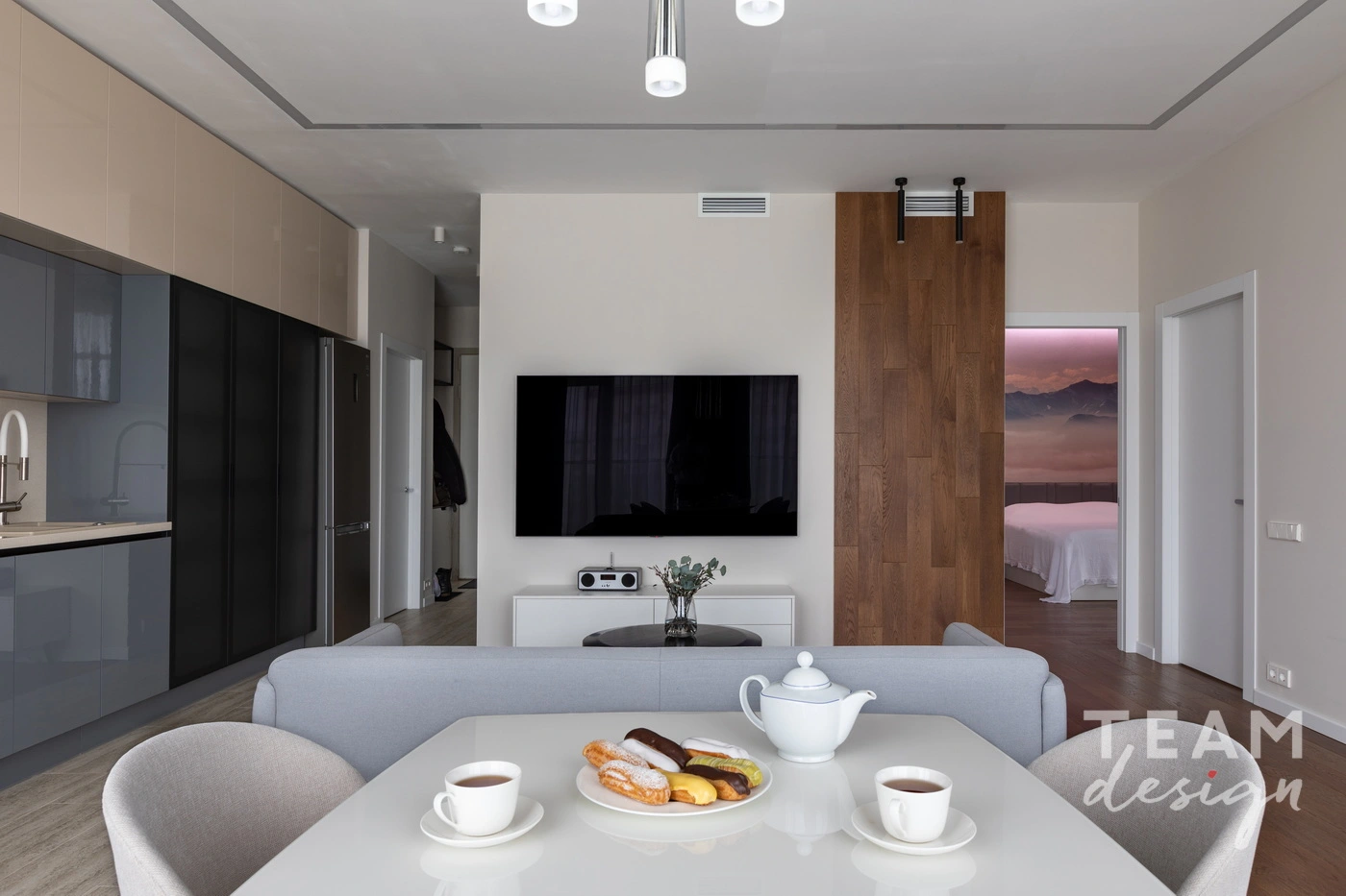 View of TV area and the entrance