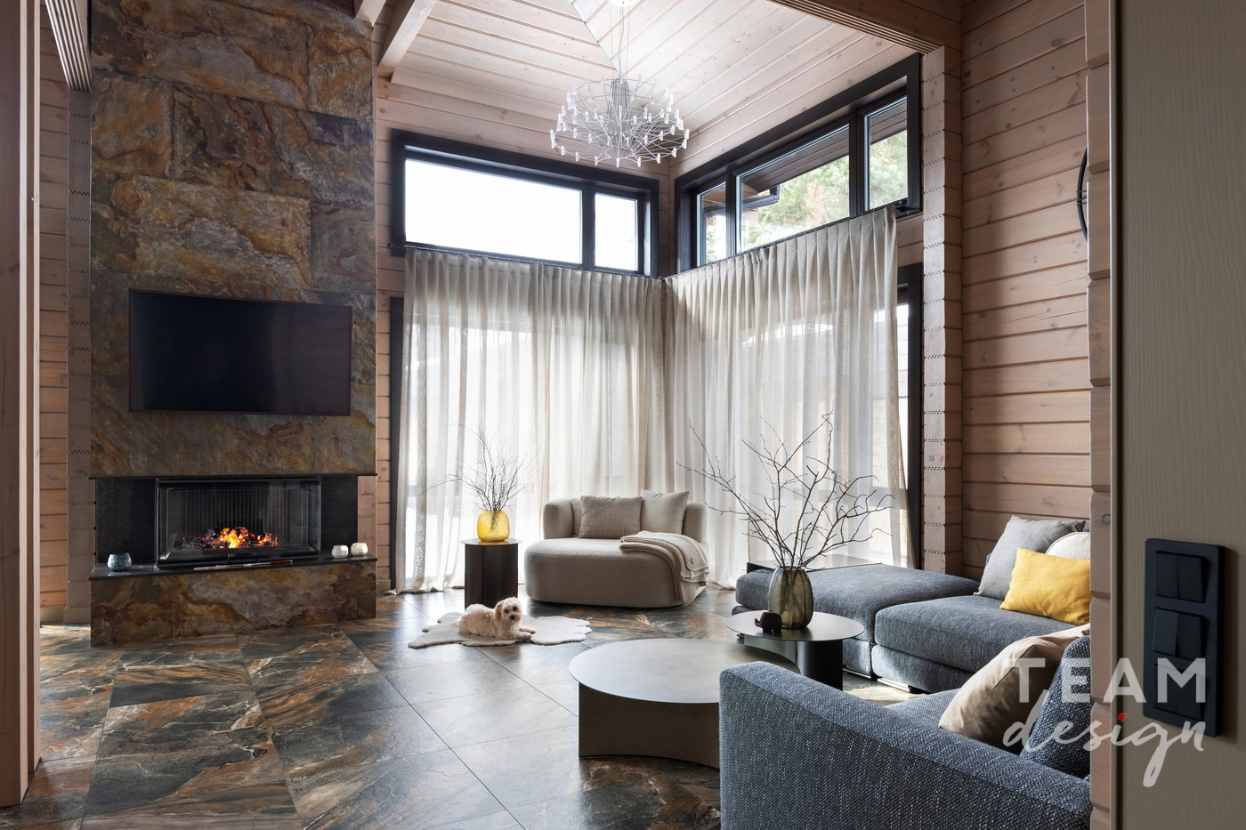 Living room with fireplace